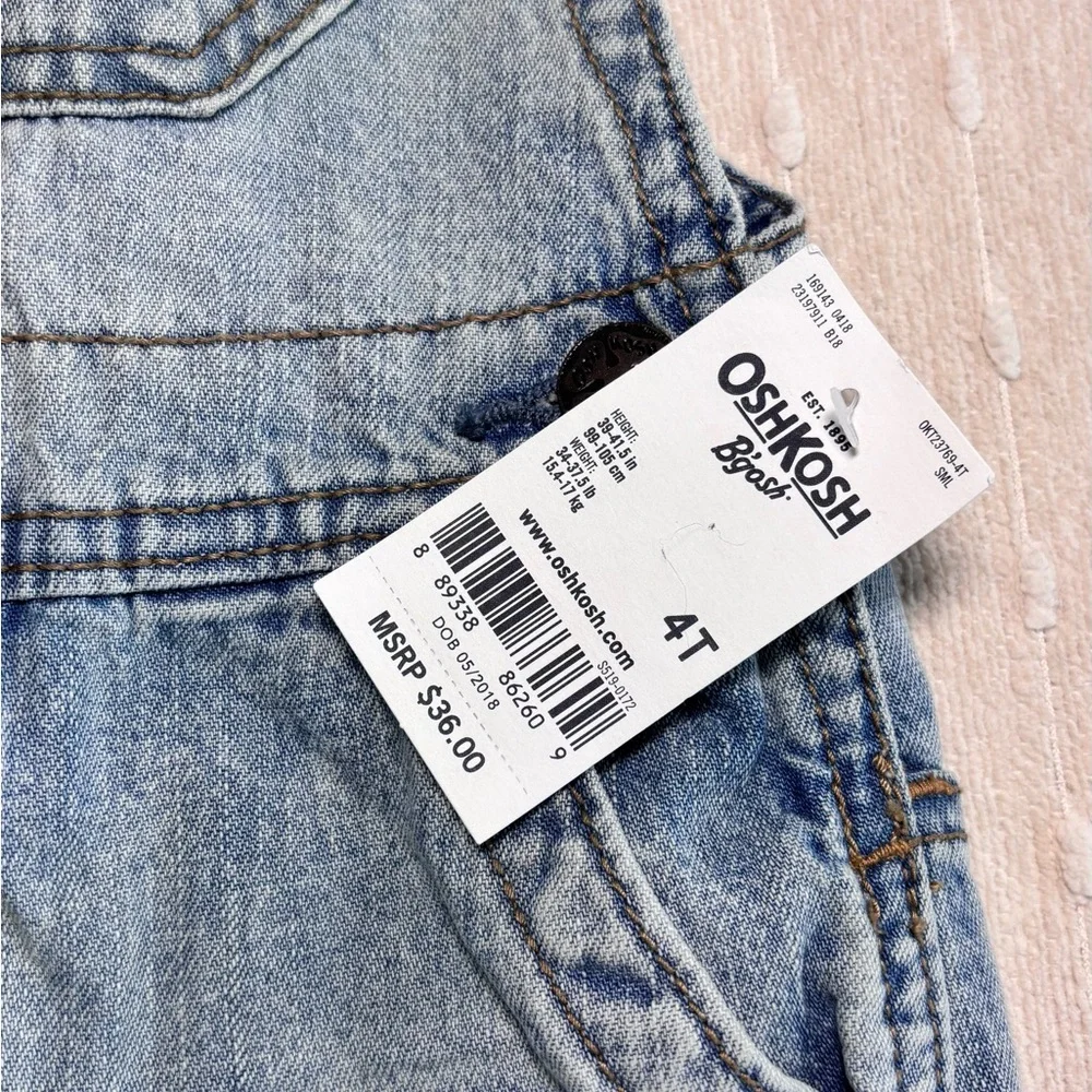 OSHKOSH B'gosh 4T Toddler Girls Overall‎ Faded Blue Jeans Vestbak
